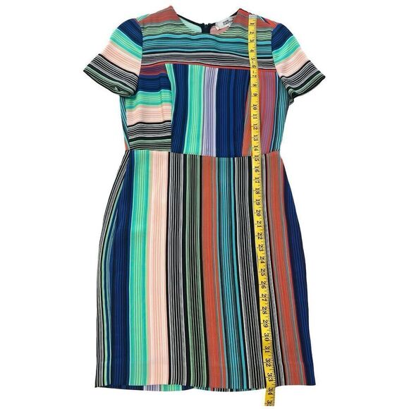 Diane von Furstenberg Women's Striped Knee Length Dress Size 2 Multicolor - Picture 7 of 9